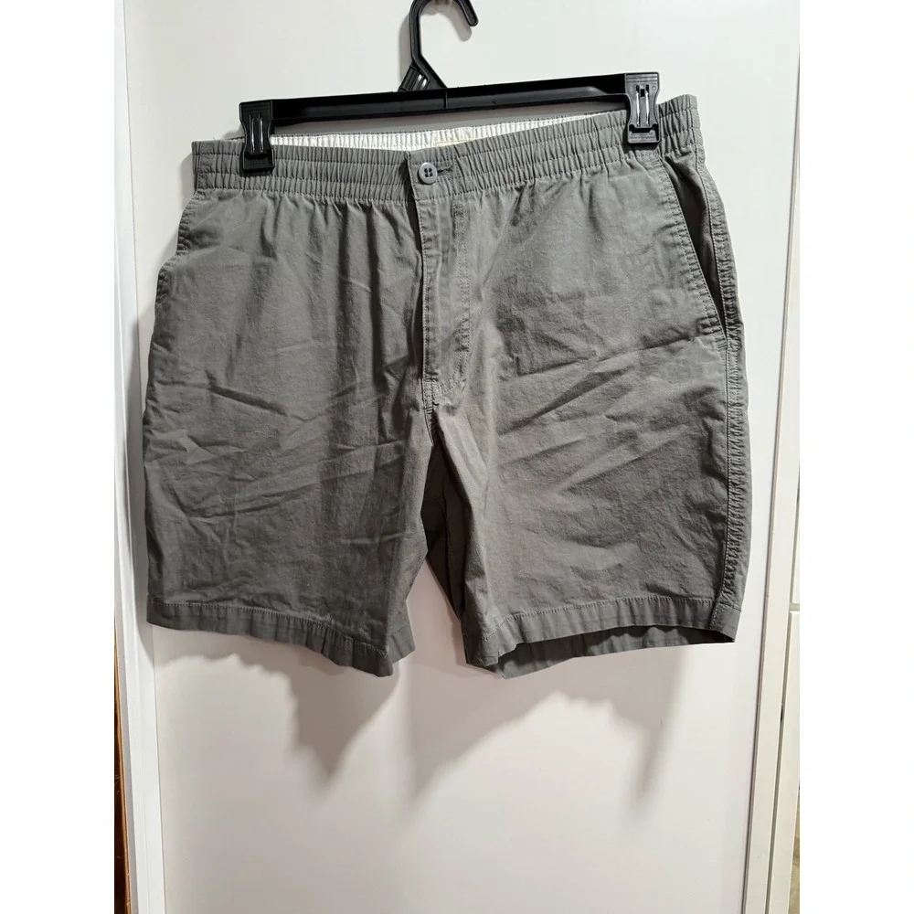 Dockers Mens Grey Elastic Drawstring Waist Casual Cotton Blend Shorts Pocketed